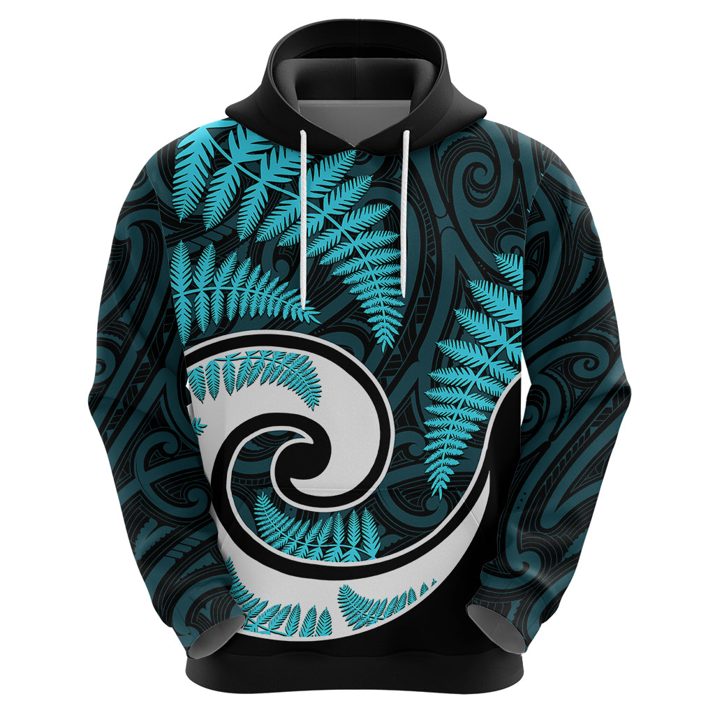 New Zealand Hoodie Maori With Silver Fern Light Blue LT6