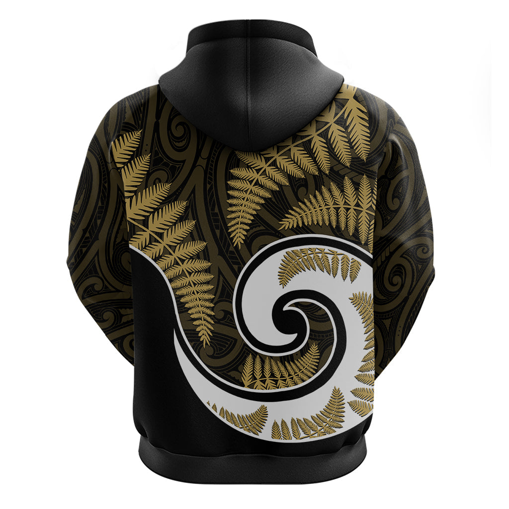 New Zealand Hoodie Maori With Silver Fern Gold LT6