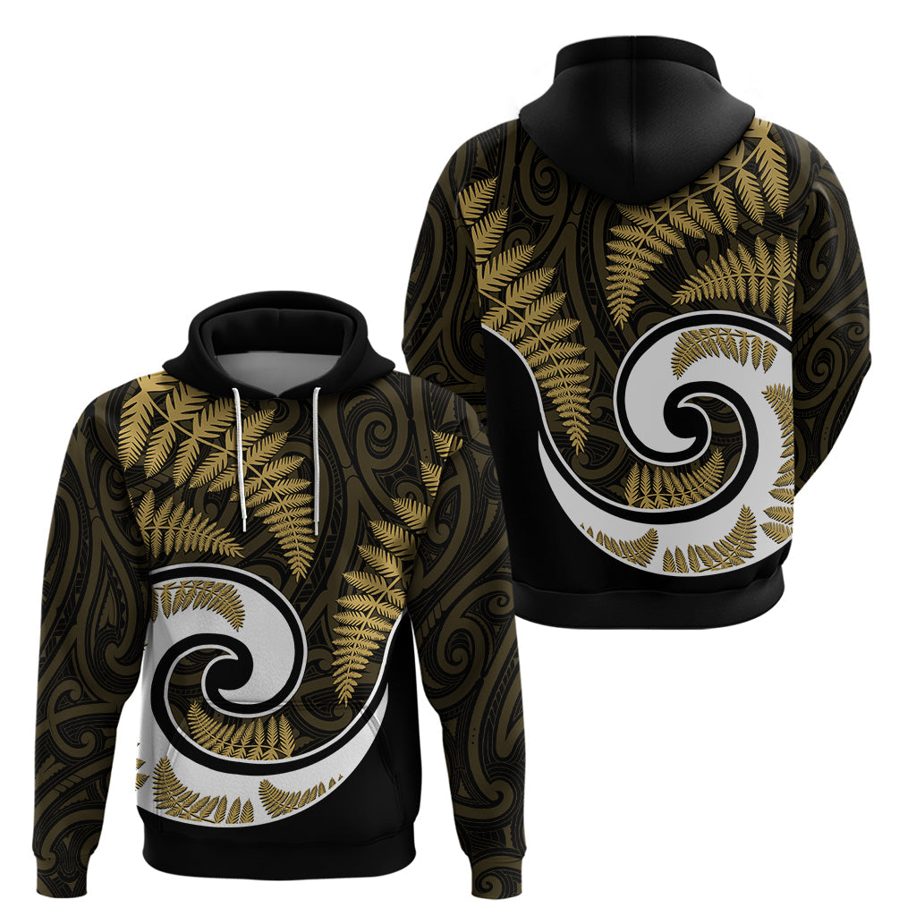 New Zealand Hoodie Maori With Silver Fern Gold LT6