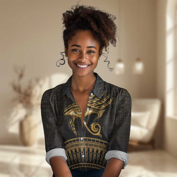 Ancient Egypt Gold Intricate Women Casual Shirt Eye of Horus LT7