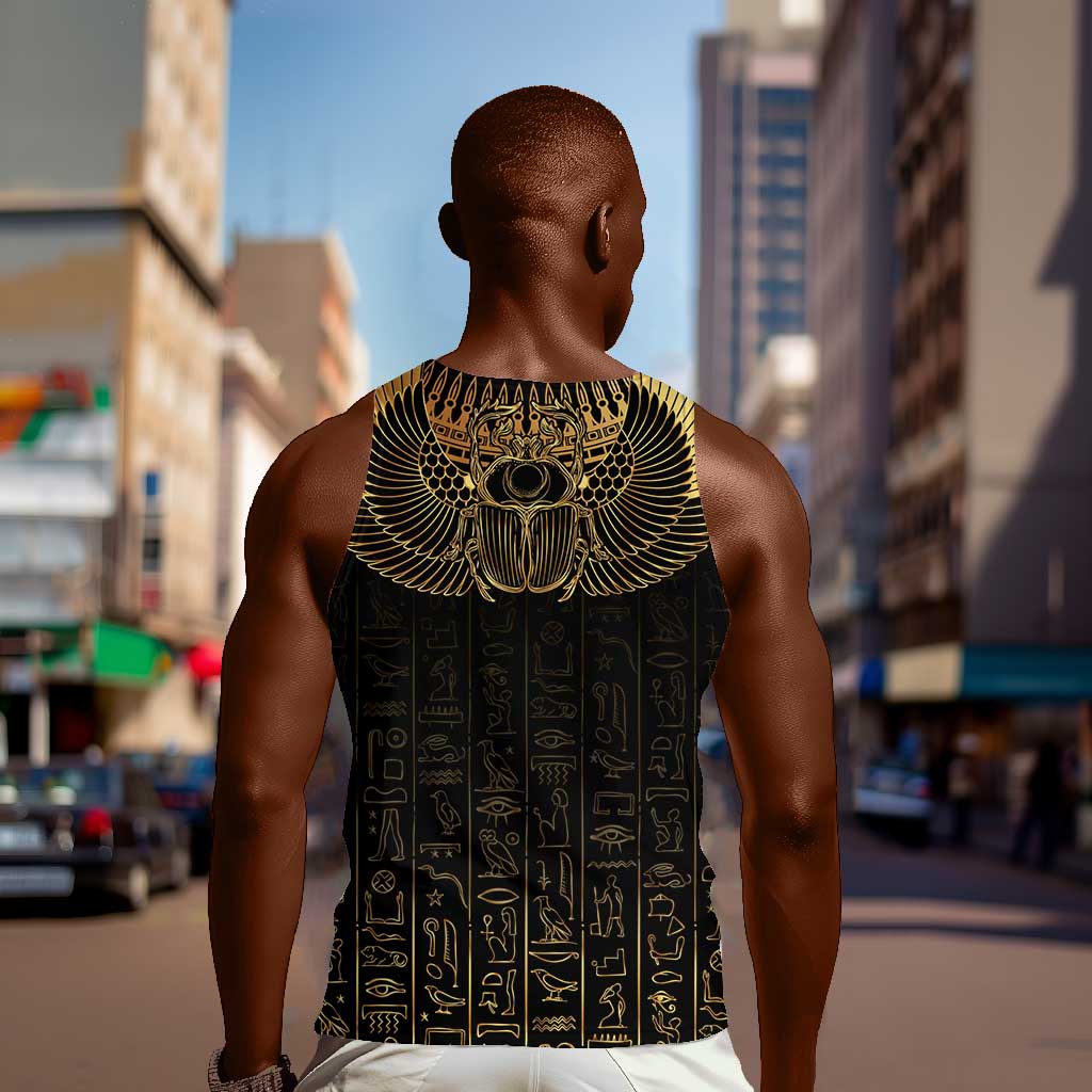 Ancient Egypt Men Tank Top Black Gold Scarab LT7
