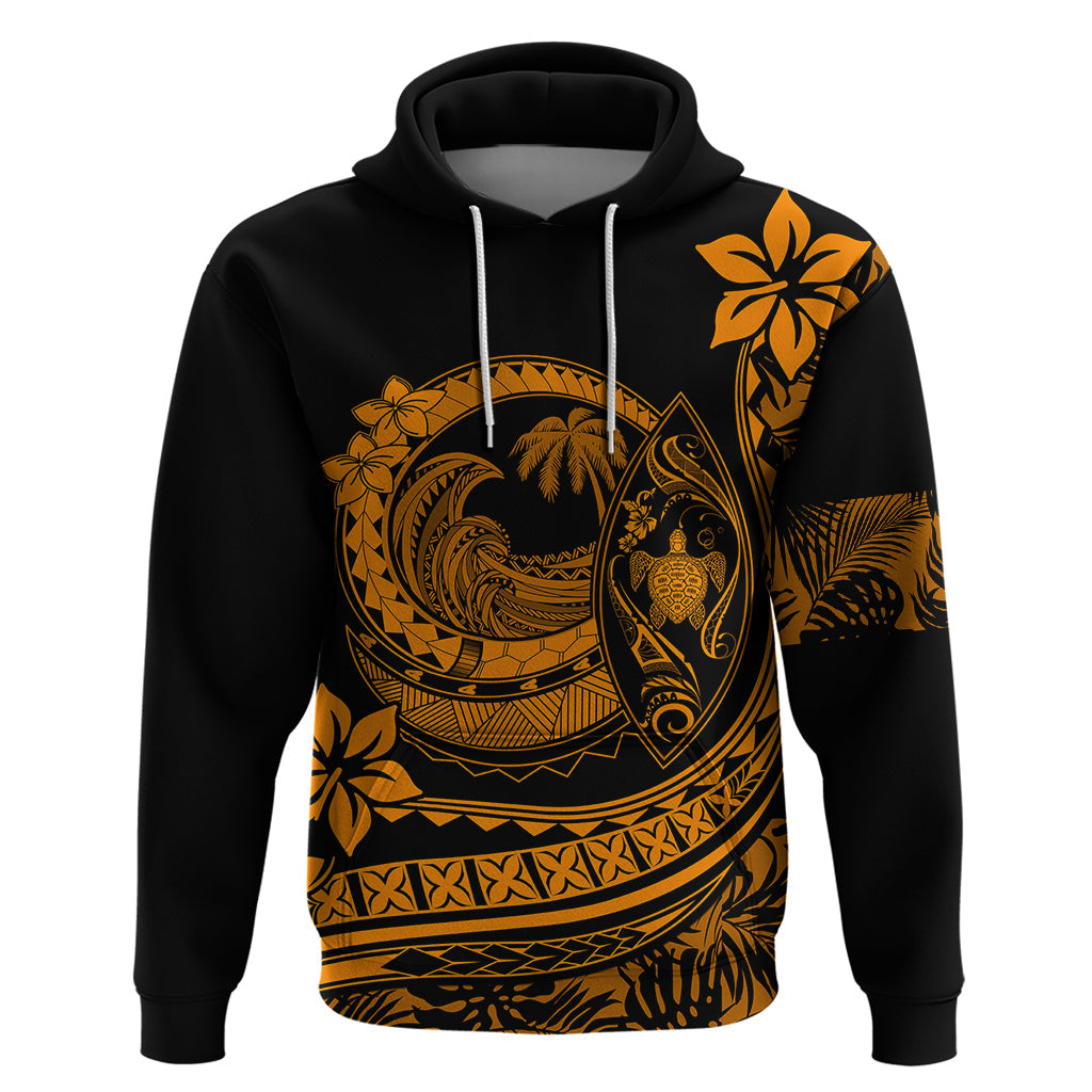Polynesian Plumeria Hoodie Ride The Waves - Orange LT7