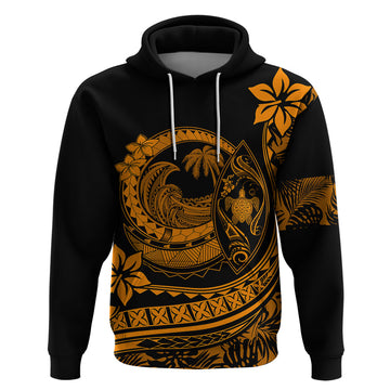 Polynesian Plumeria Hoodie Ride The Waves - Orange LT7