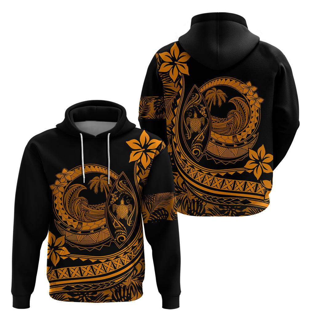 Polynesian Plumeria Hoodie Ride The Waves - Orange LT7