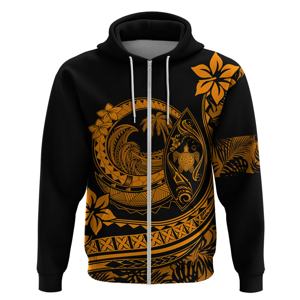 Polynesian Plumeria Hoodie Ride The Waves - Orange LT7