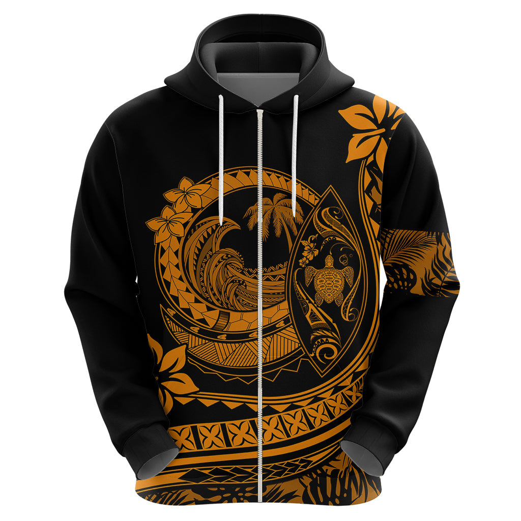 Polynesian Plumeria Hoodie Ride The Waves - Orange LT7