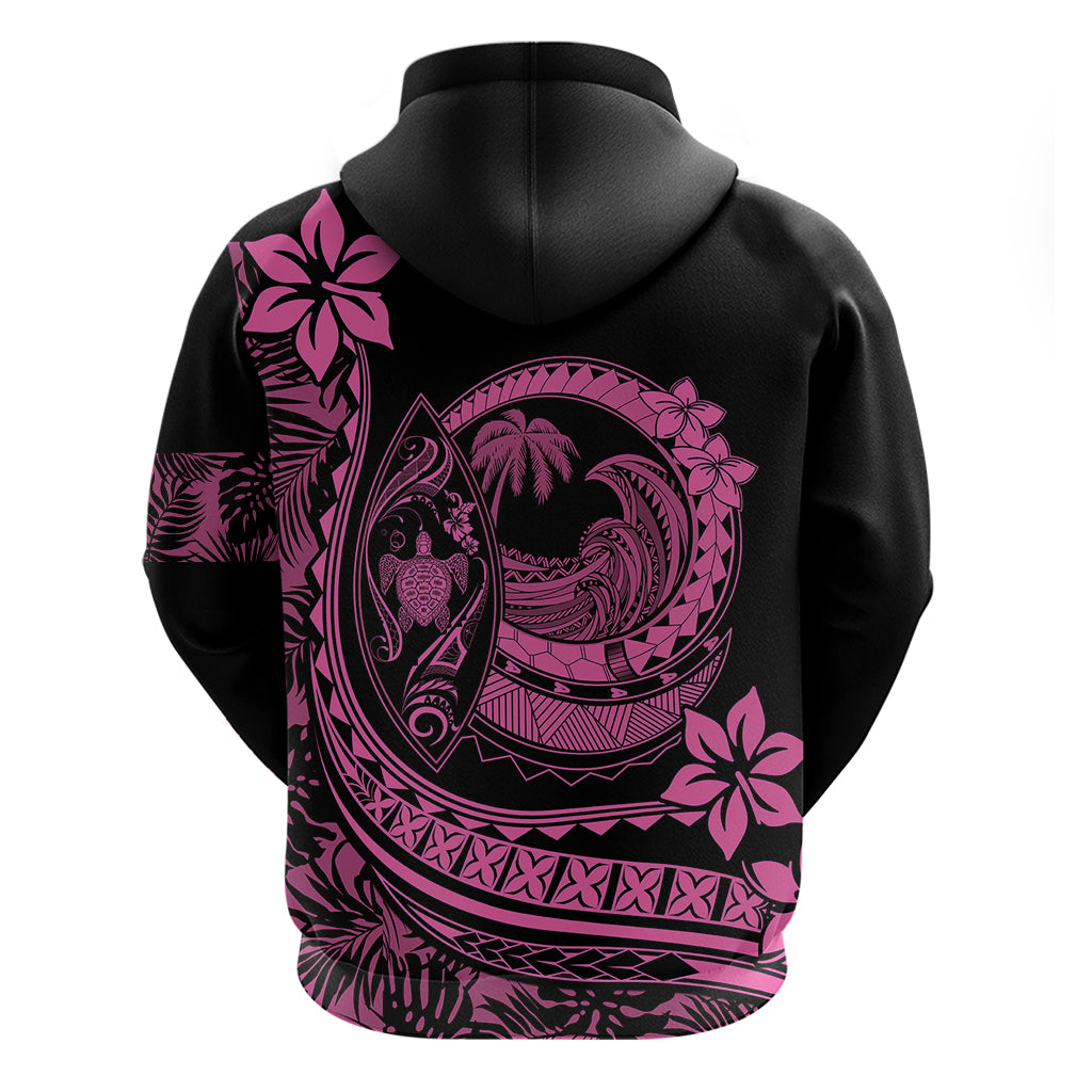 Polynesian Plumeria Hoodie Ride The Waves - Pink LT7
