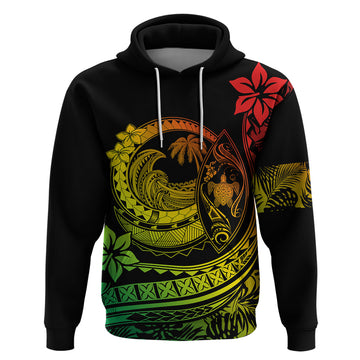 Polynesian Plumeria Hoodie Ride The Waves - Reggae LT7