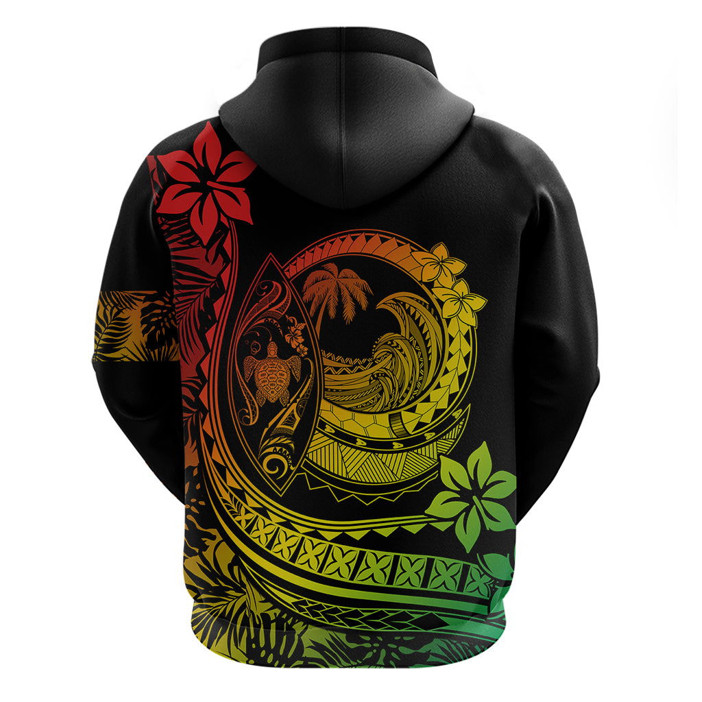 Polynesian Plumeria Hoodie Ride The Waves - Reggae LT7