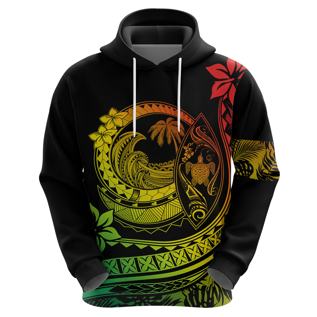 Polynesian Plumeria Hoodie Ride The Waves - Reggae LT7