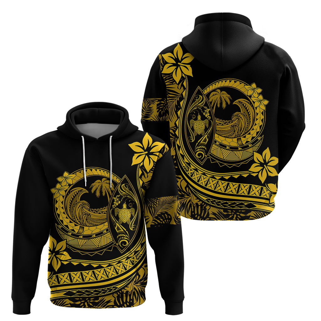 Polynesian Plumeria Hoodie Ride The Waves - Yellow LT7