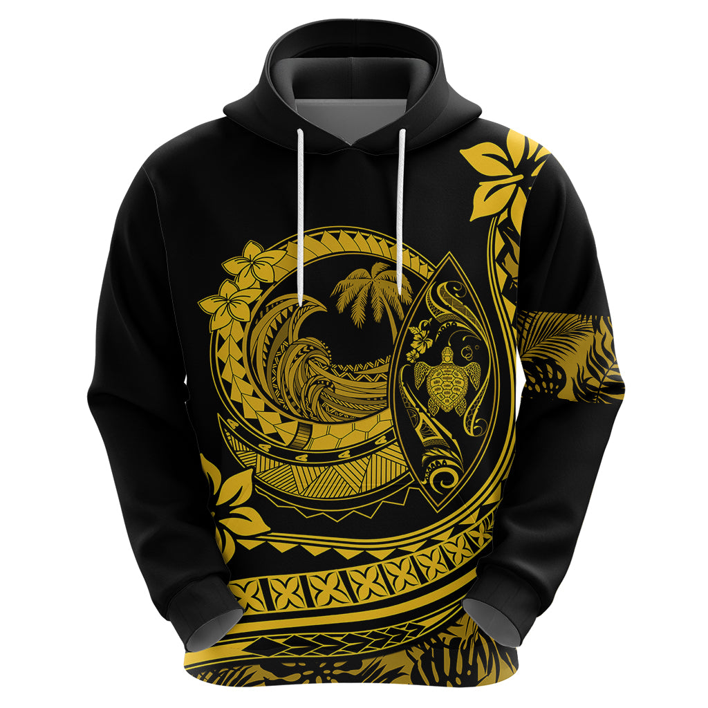 Polynesian Plumeria Hoodie Ride The Waves - Yellow LT7
