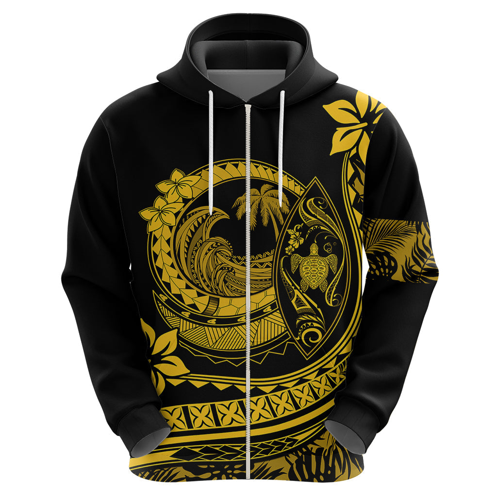 Polynesian Plumeria Hoodie Ride The Waves - Yellow LT7