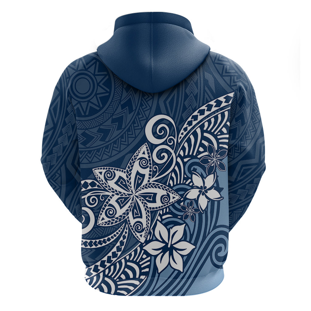 Polynesia Hoodie Plumeria Blue Curves LT7