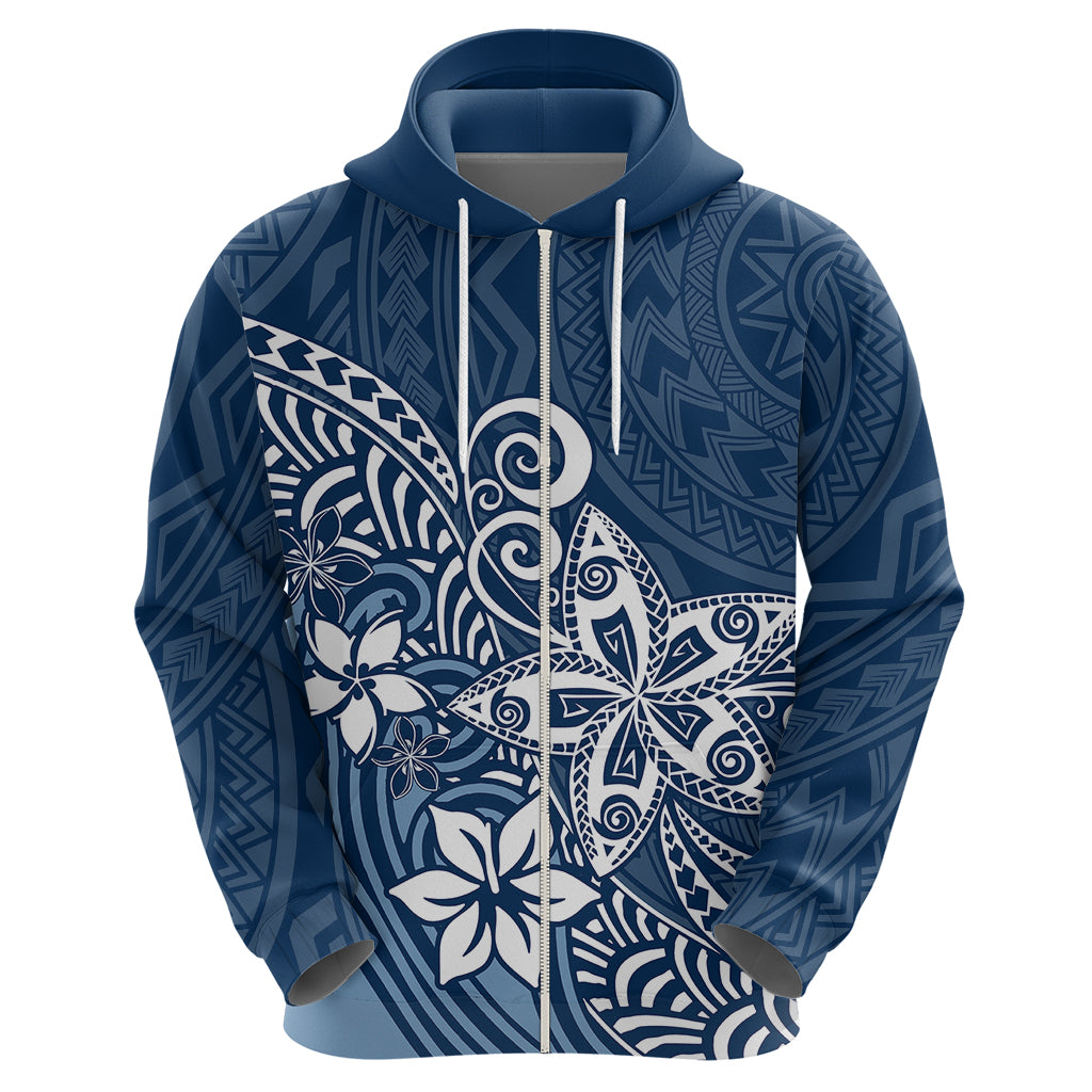 Polynesia Hoodie Plumeria Blue Curves LT7
