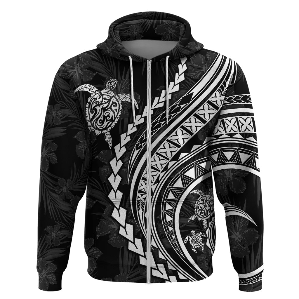 Polynesian Pride Hoodie Turtle Hibiscus Luxury Style - Black LT7