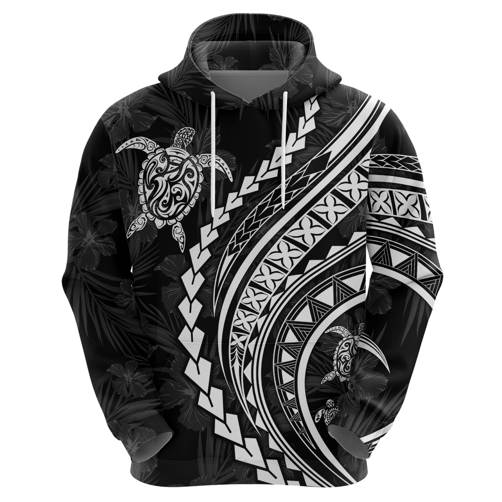 Polynesian Pride Hoodie Turtle Hibiscus Luxury Style - Black LT7