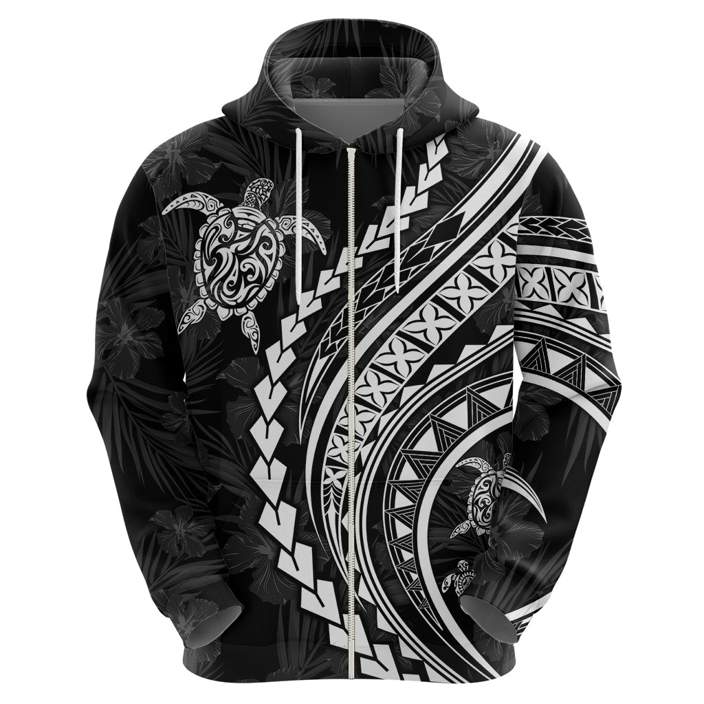 Polynesian Pride Hoodie Turtle Hibiscus Luxury Style - Black LT7