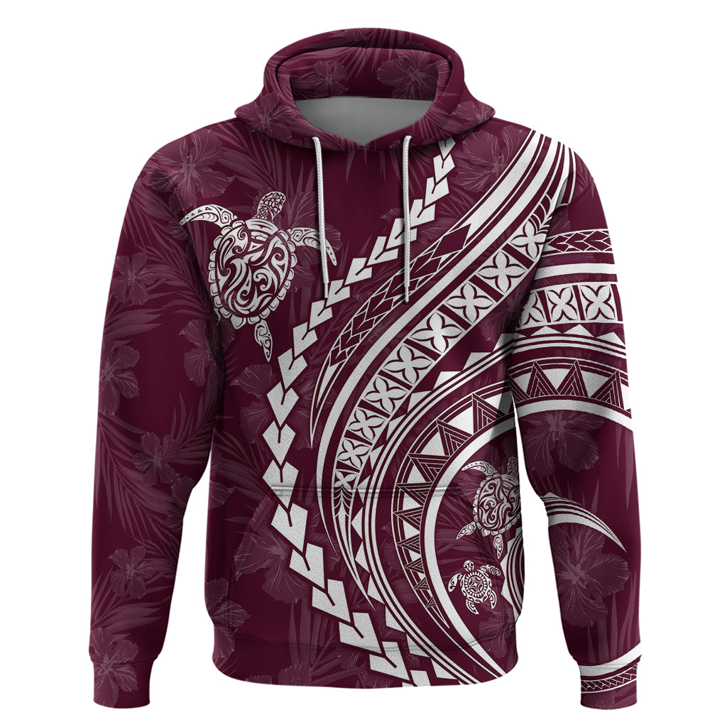 Polynesian Pride Hoodie Turtle Hibiscus Luxury Style - Champagne LT7