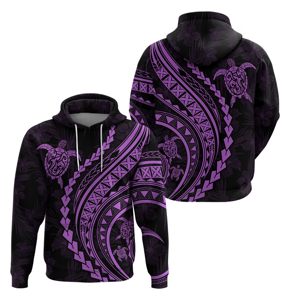 Polynesian Pride Hoodie Turtle Hibiscus Luxury Style - Lilac LT7