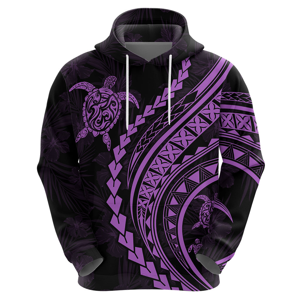 Polynesian Pride Hoodie Turtle Hibiscus Luxury Style - Lilac LT7