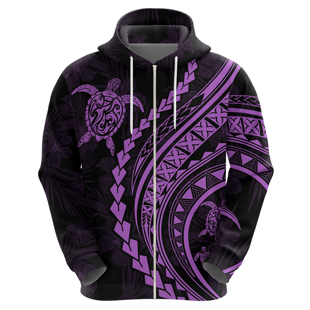 Polynesian Pride Hoodie Turtle Hibiscus Luxury Style - Lilac LT7