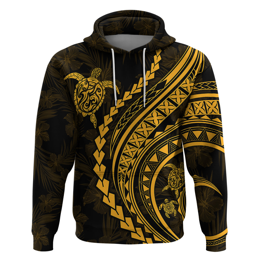 Polynesian Pride Hoodie Turtle Hibiscus Luxury Style - Merigold LT7