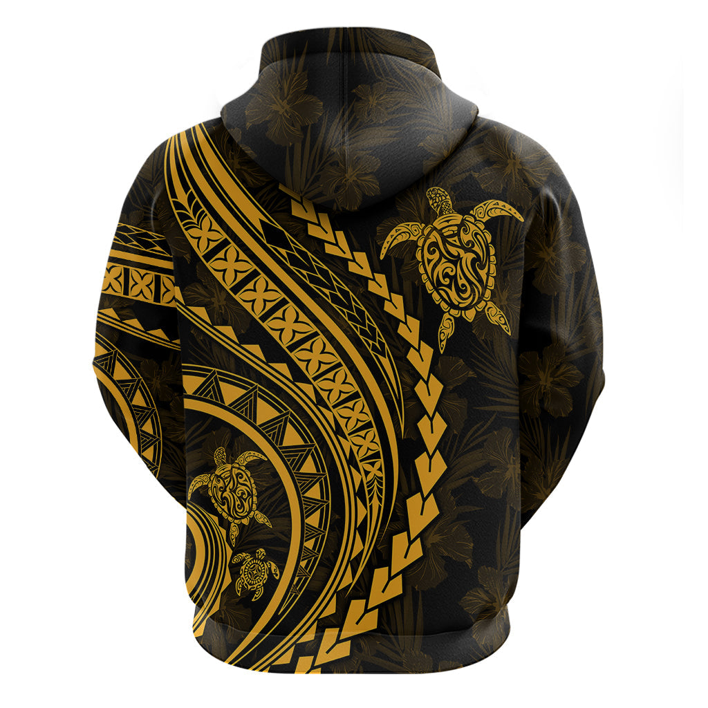 Polynesian Pride Hoodie Turtle Hibiscus Luxury Style - Merigold LT7