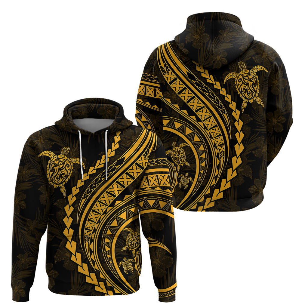 Polynesian Pride Hoodie Turtle Hibiscus Luxury Style - Merigold LT7