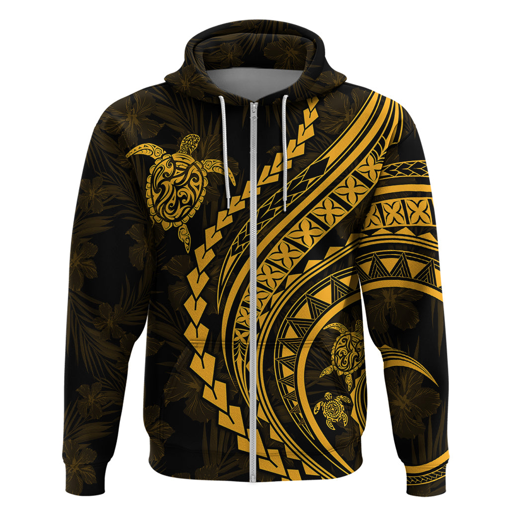 Polynesian Pride Hoodie Turtle Hibiscus Luxury Style - Merigold LT7