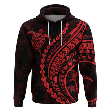 Polynesian Pride Hoodie Turtle Hibiscus Luxury Style - Rose LT7