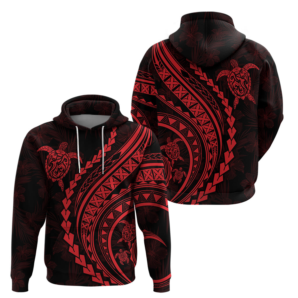 Polynesian Pride Hoodie Turtle Hibiscus Luxury Style - Rose LT7