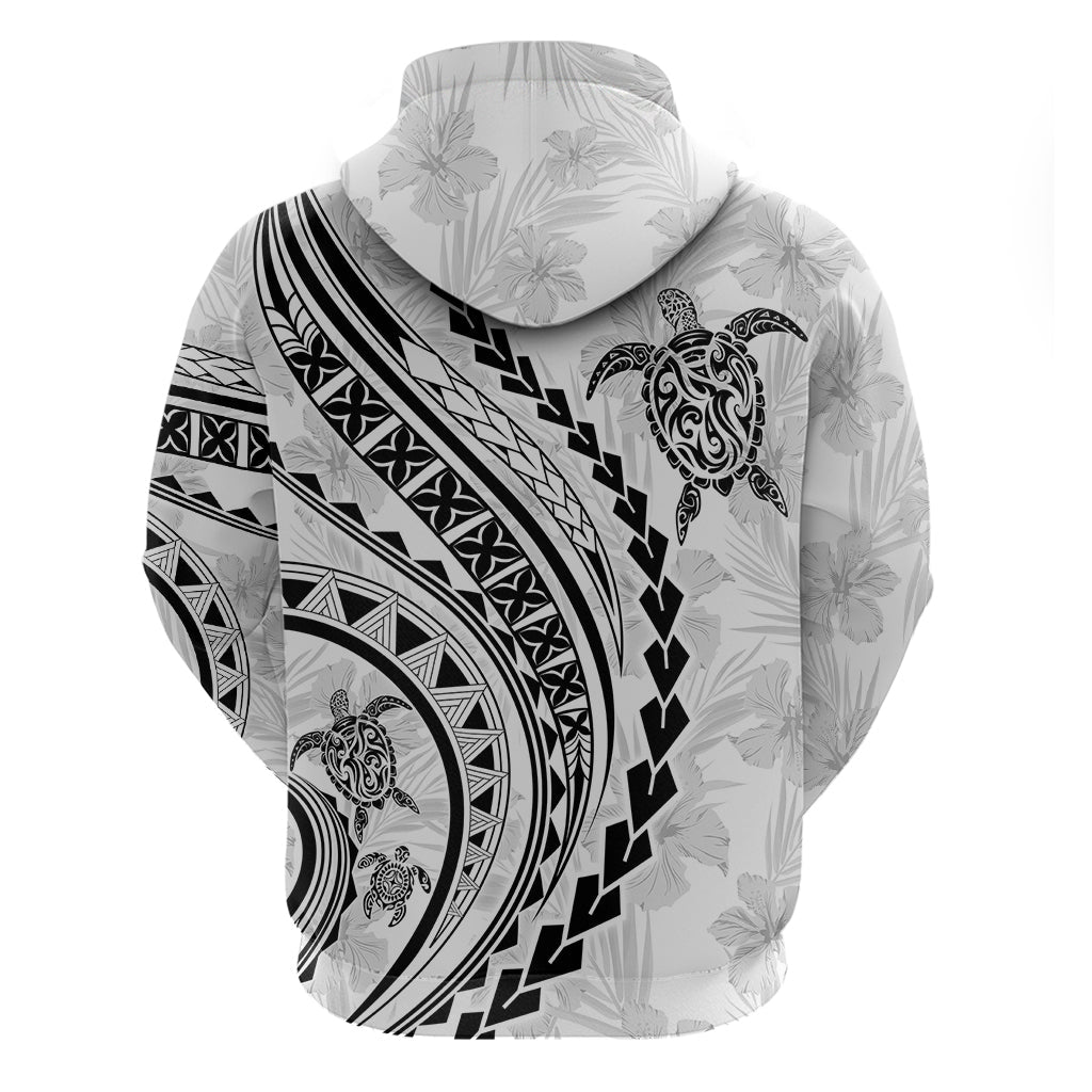 Polynesian Pride Hoodie Turtle Hibiscus Luxury Style - White LT7