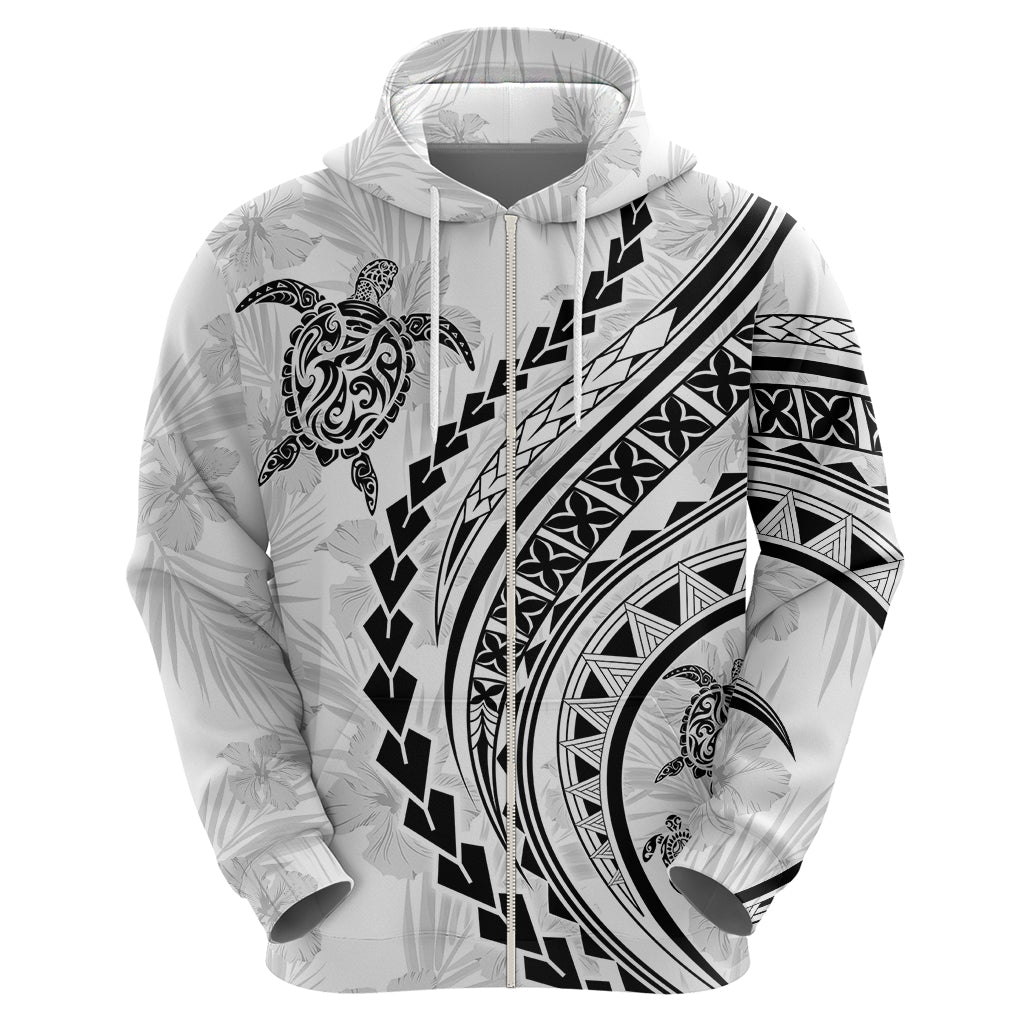 Polynesian Pride Hoodie Turtle Hibiscus Luxury Style - White LT7