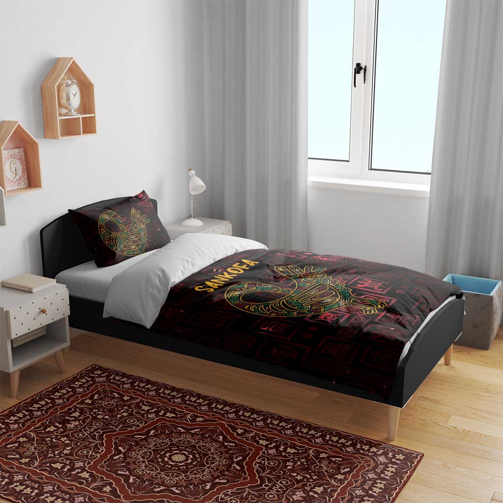 Afro-American Culture Bedding Set Adinkra Sankofa Bird - Cosmic Red LT7