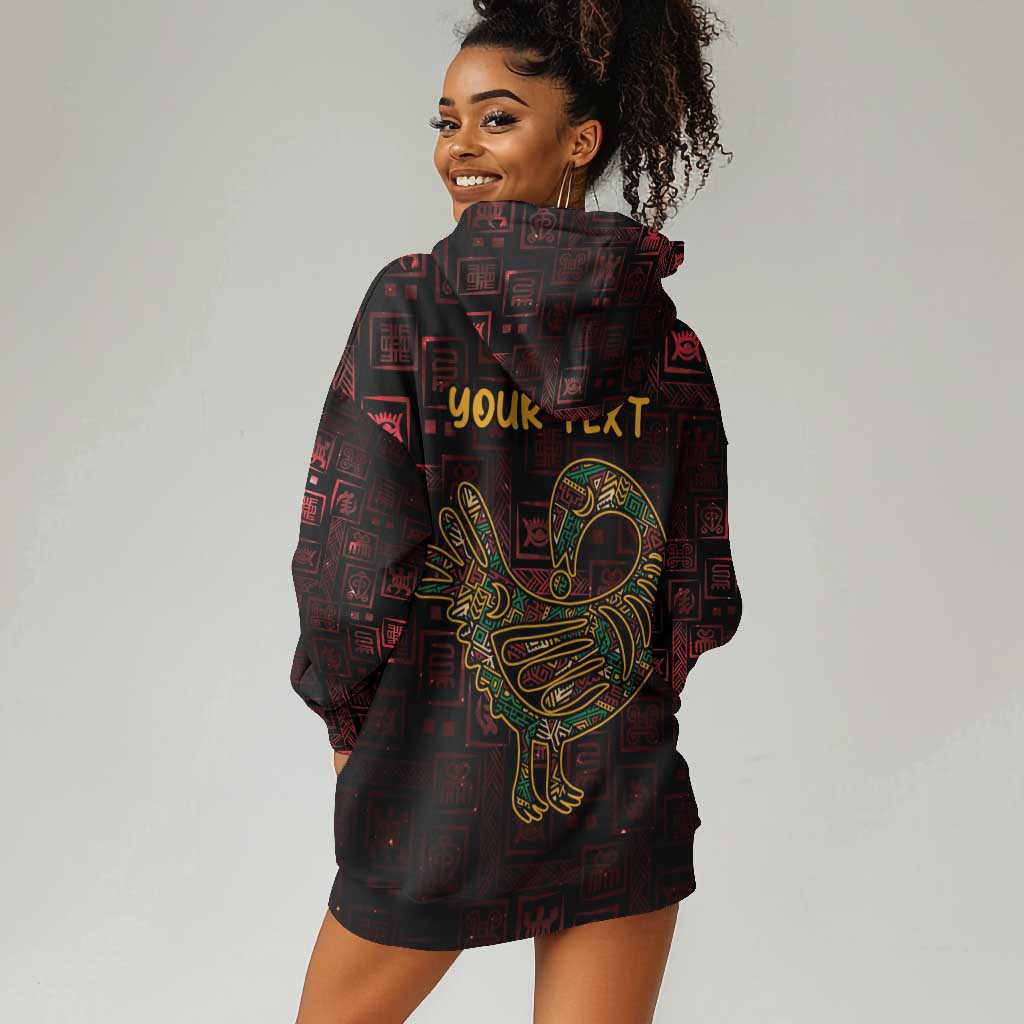 Afro-American Culture Hoodie Dress Adinkra Sankofa Bird - Cosmic Red LT7