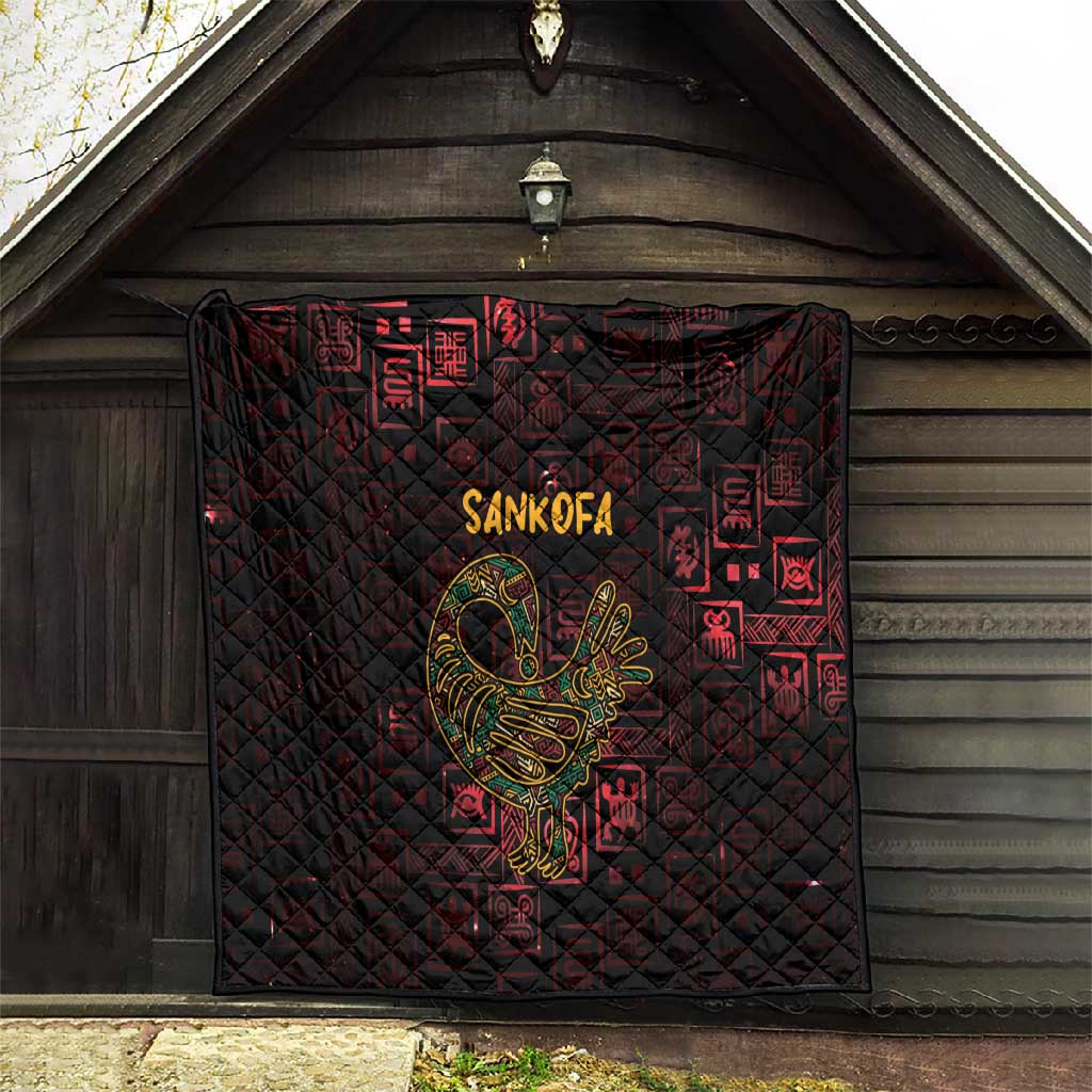 Afro-American Culture Quilt Adinkra Sankofa Bird - Cosmic Red LT7