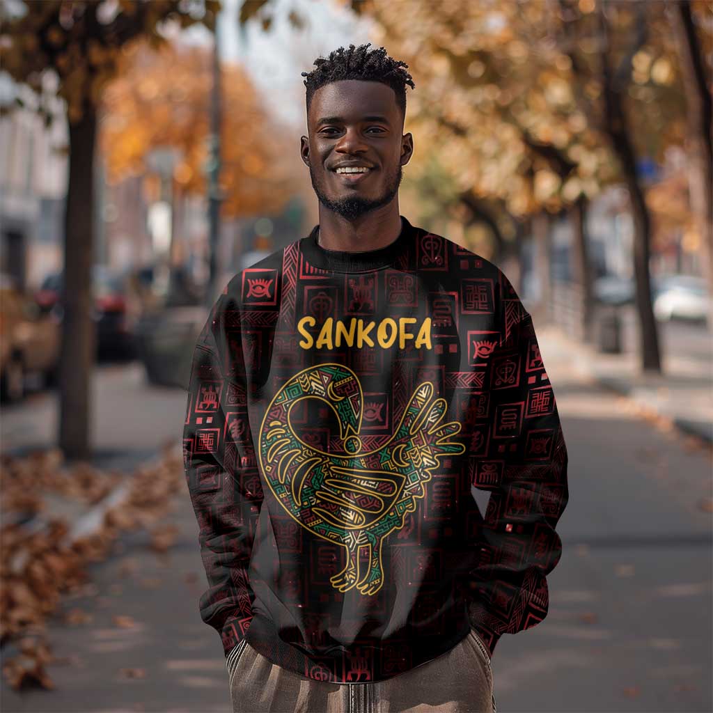 Afro-American Culture Sweatshirt Adinkra Sankofa Bird - Cosmic Red LT7