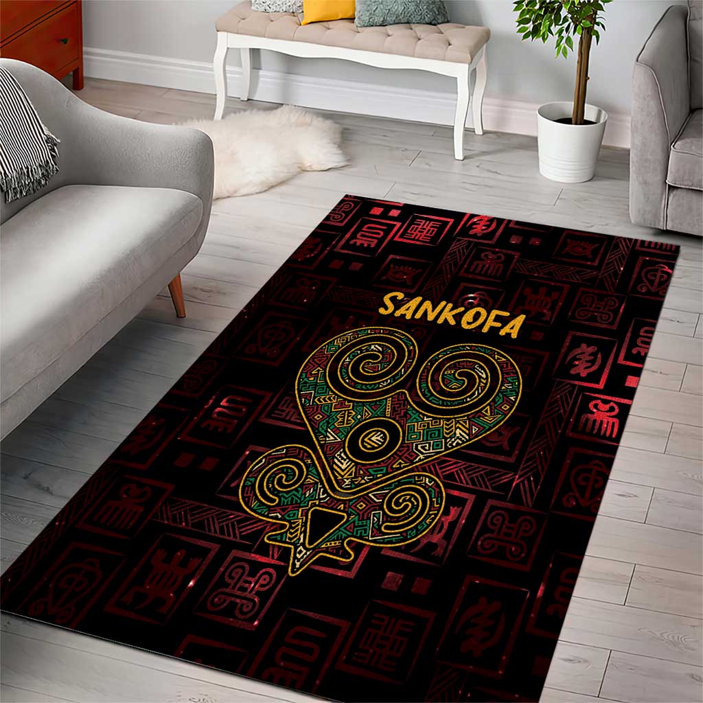 Afro-American Culture Area Rug Adinkra Sankofa Heart - Cosmic Red LT7