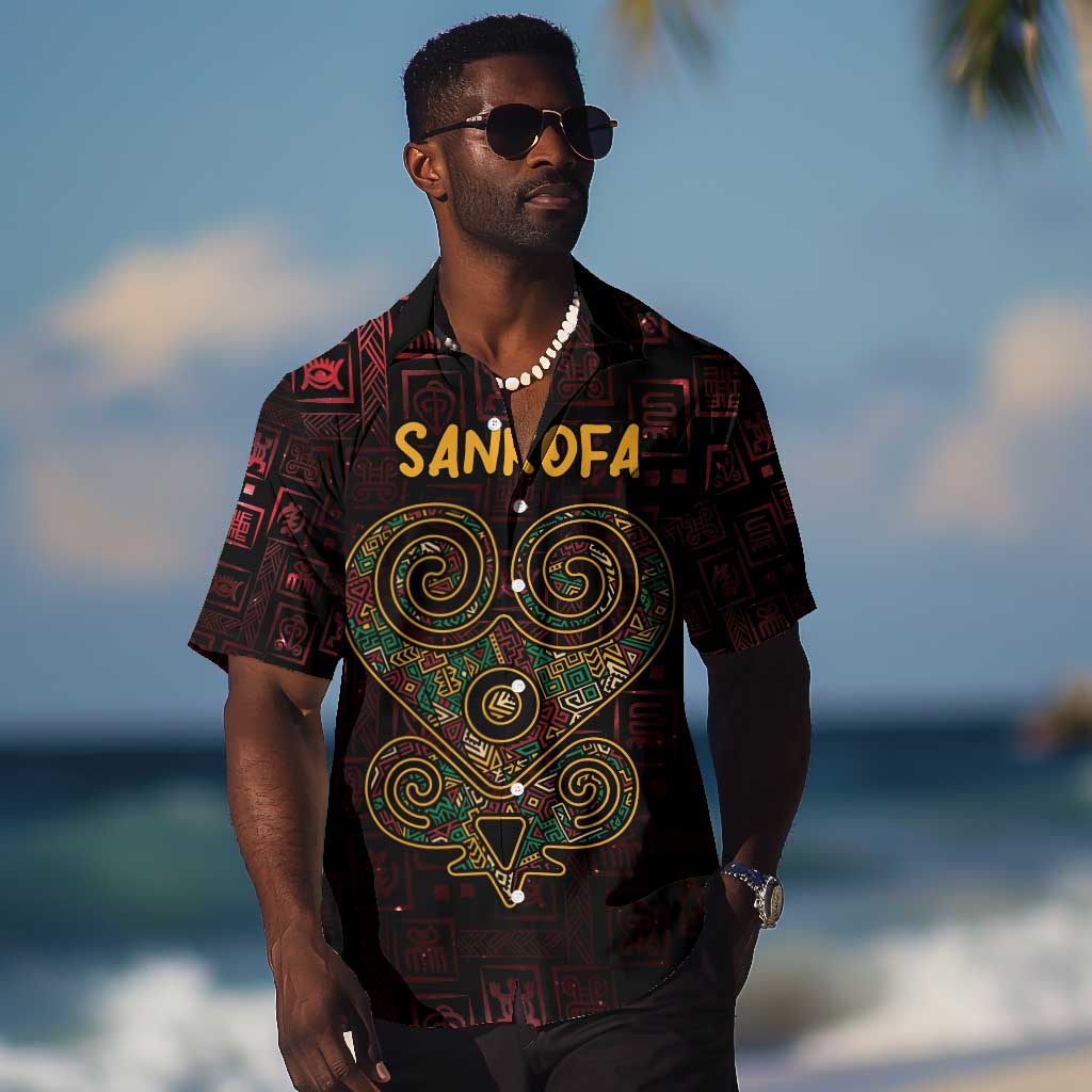 Afro-American Culture Hawaiian Shirt Adinkra Sankofa Heart - Cosmic Red LT7