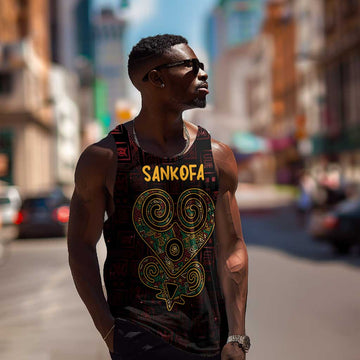 Afro-American Culture Men Tank Top Adinkra Sankofa Heart - Cosmic Red LT7