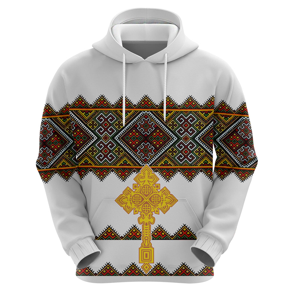 Eritrea Hoodie Tilet Mix Eritrean Cross White LT7
