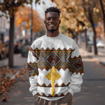 Eritrea Sweatshirt Tilet Mix Eritrean Cross - White LT7