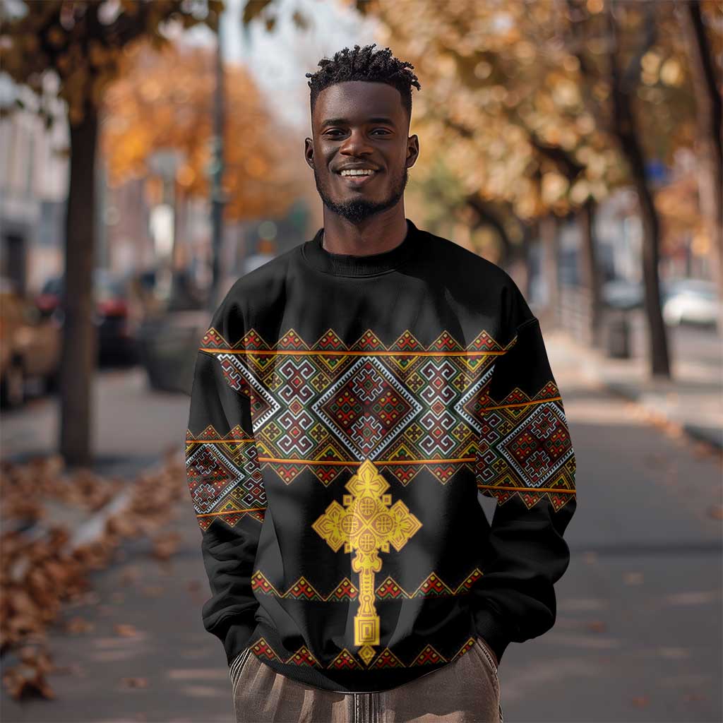 Eritrea Sweatshirt Tilet Mix Eritrean Cross - Black LT7