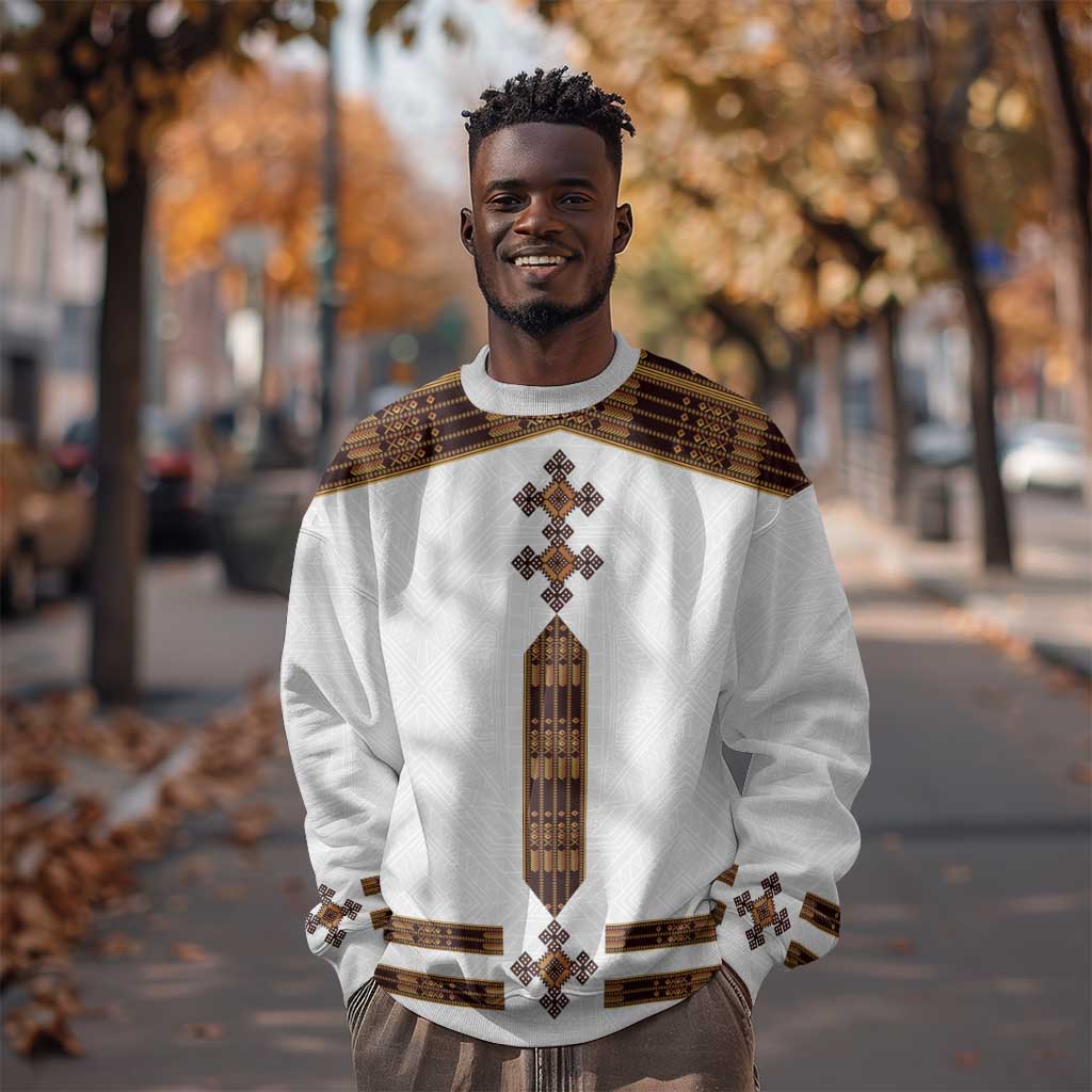Eritrea Sweatshirt Tilet Habesha Style - White LT7
