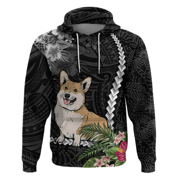 Personalised Polynesian Dog Hoodie Corgi Mix Tropical Flowers LT7
