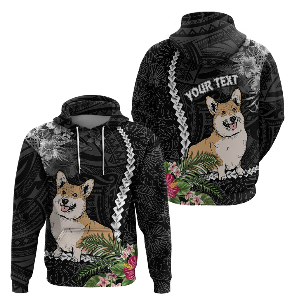 Personalised Polynesian Dog Hoodie Corgi Mix Tropical Flowers LT7