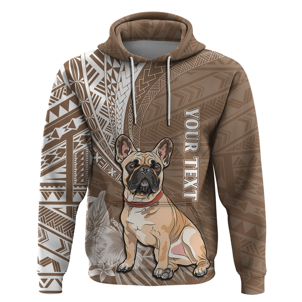Personalised Polynesian Pacific Bulldog Hoodie With Brown Hawaii Tribal Tattoo Patterns LT7