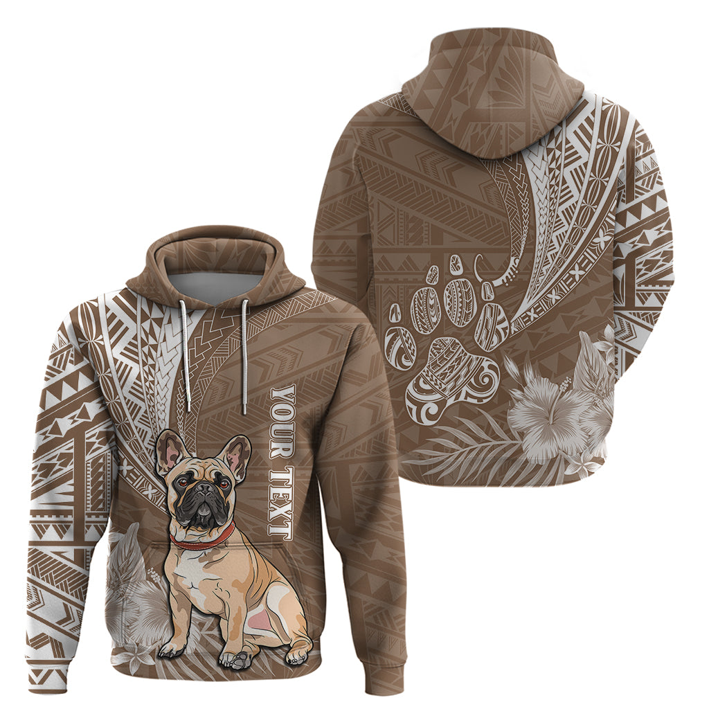 Personalised Polynesian Pacific Bulldog Hoodie With Brown Hawaii Tribal Tattoo Patterns LT7