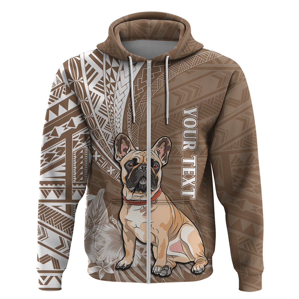 Personalised Polynesian Pacific Bulldog Hoodie With Brown Hawaii Tribal Tattoo Patterns LT7